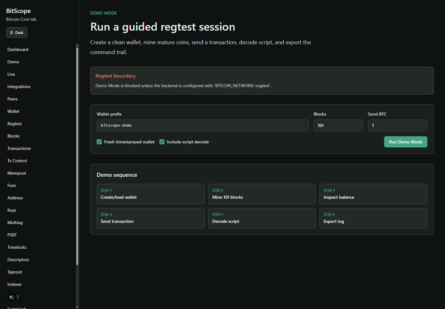 BitScope Demo Mode screen