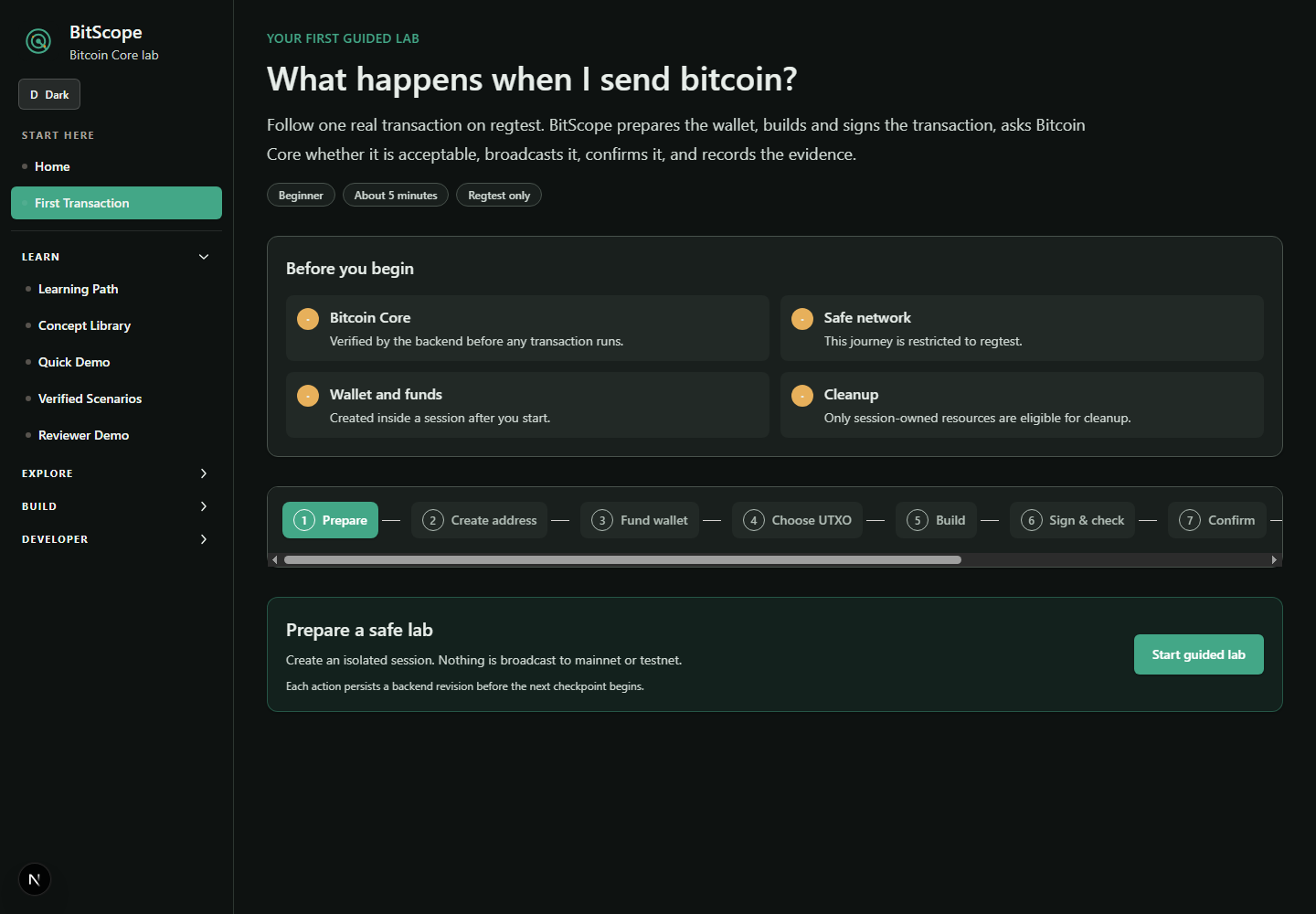 BitScope First Transaction guided lab